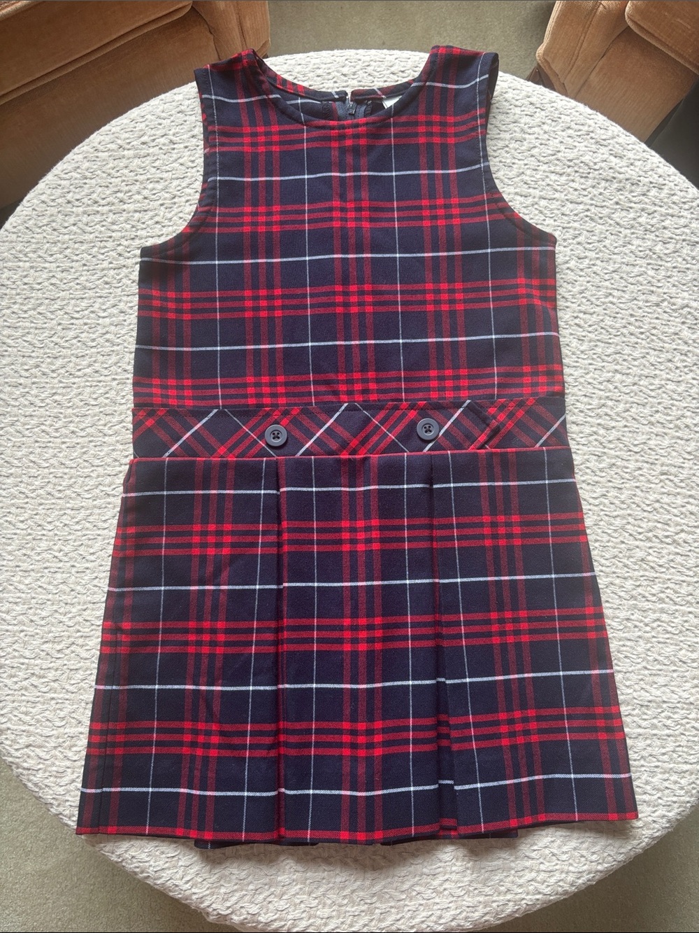 Girls' Red & Navy Plaid School Dress
